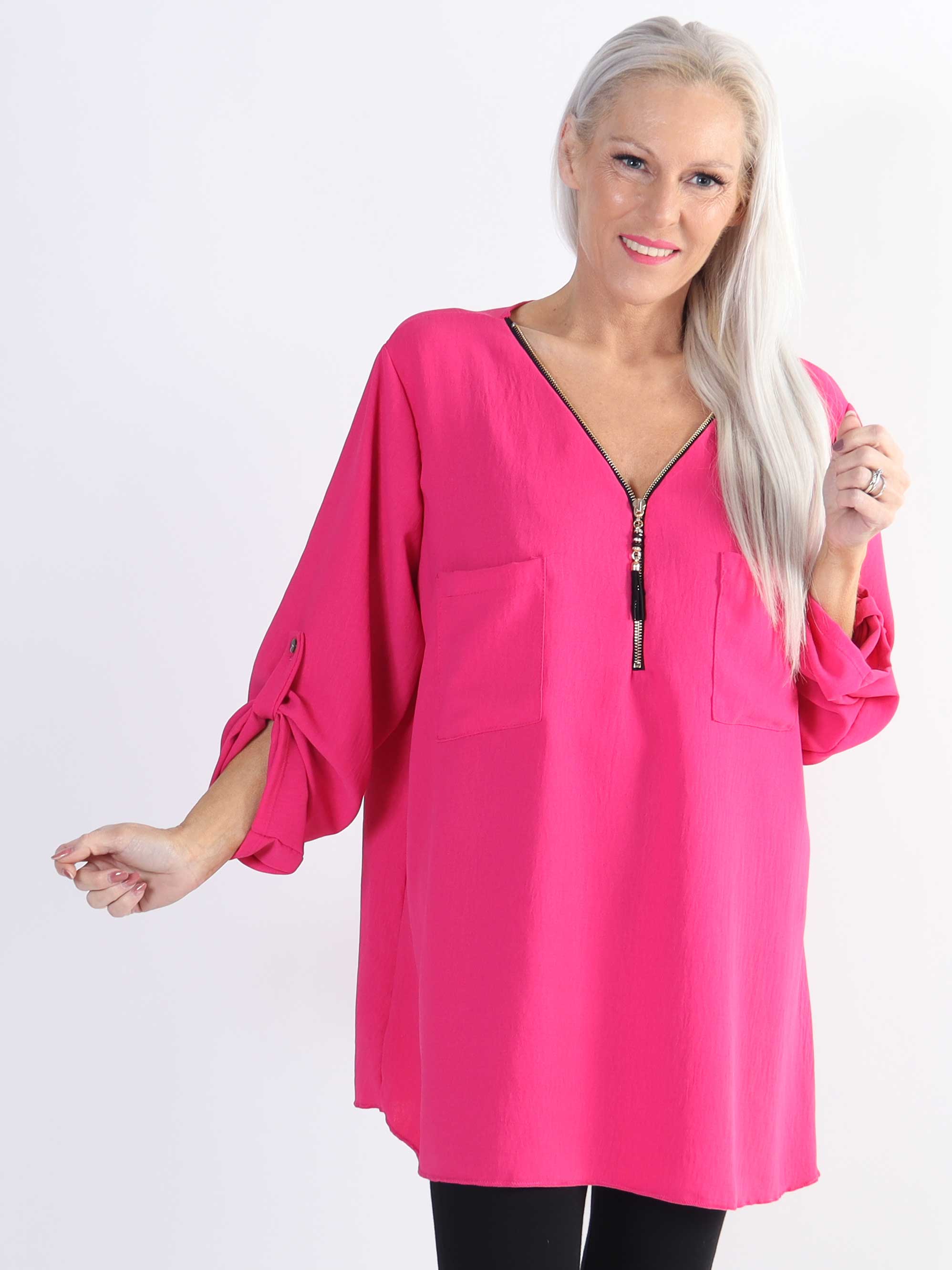 Claudia - Basic tunika med dragkedja i plus size